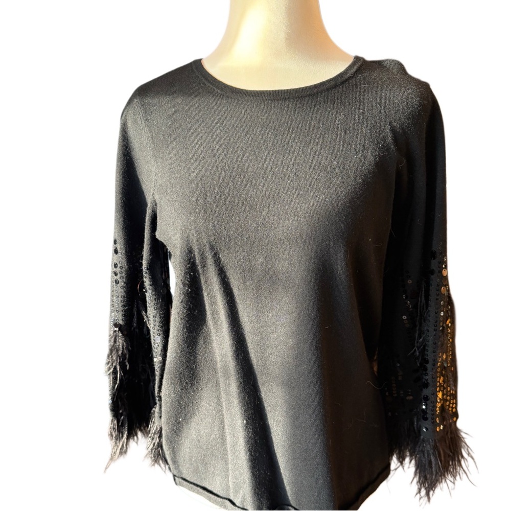 Chico's Black Long Sleeve Top with Sequin Detail